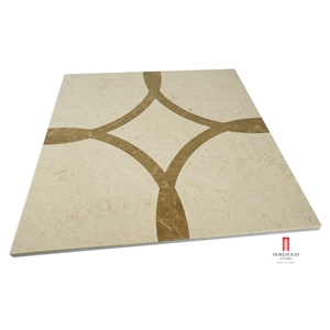 Spain Crema Marfil & Emperador Light Marble Pattern Floor Design Medallion