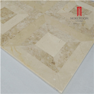 Turkey Oscar Beige Marble- Ceramic Backed Thin Laminated Waterjet Medallion
