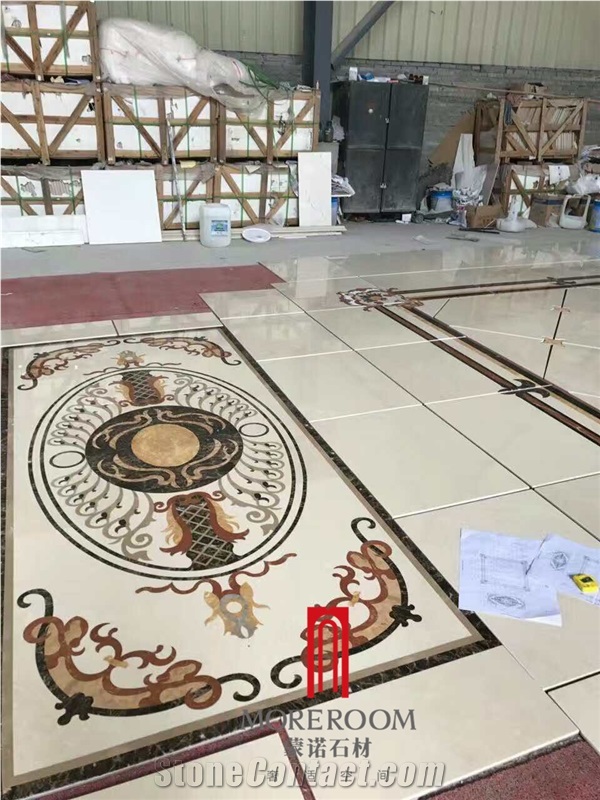 Yunfu Factory Marble Medallion Customized Design Beige Waterjet Marble Medallion