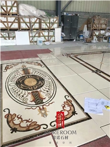 Yunfu Factory Marble Medallion Customized Design Beige Waterjet Marble Medallion Yunfu Factory Marble Medallion Customized Design Beige Waterjet Marble Medallion