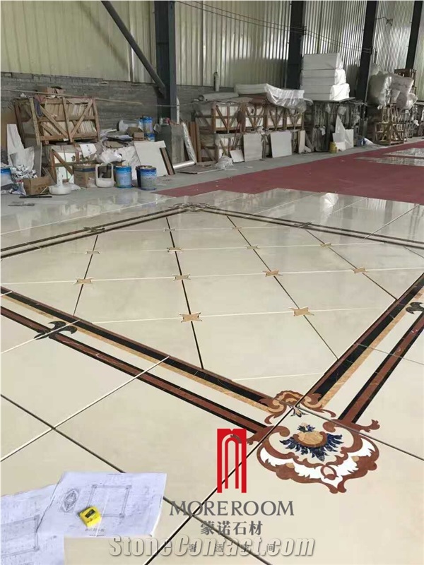 Yunfu Factory Marble Medallion Customized Design Beige Waterjet Marble Medallion