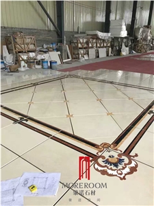 Yunfu Factory Marble Medallion Customized Design Beige Waterjet Marble Medallion