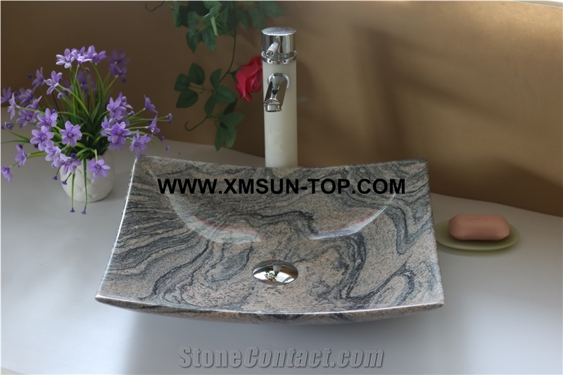 China Juparana Granite Kitchen Sinks&Basins/Grey Granite Bathroom Sinks&Basin/Rectangle Sinks&Basins/Natural Stone Basins&Sinks/Wash Basins/Interior Decorative