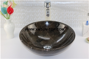 Dark Emperador Marble Sinks&Basins(420x140x15mm)/Brown Marble Stone Bathroom Sinks&Basin/Round Sinks&Basins/Natural Stone Basins&Sinks/Wash Basins/Home Decoration/Marble Sink&Basin for Hotel