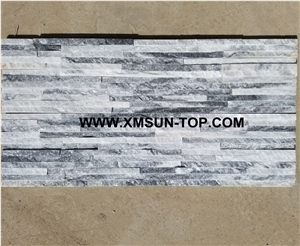 Grey Quartzite Waterfall Cultured Stone/Cloudy Grey Quartzite Stacked Stone/Light Grey Stackstone/Grey Culture Stone/Thin Stone Veneer/Ledge Stone for Wall Cladding/Garden Waterfall/Pool Warterfall
