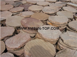 Pink Sandstone Stepping Stone/Round Sandstone Stepping Stone/Circle Round Garden Stepping Pavers/Exterior Garden Step Pavers/Pink Sandstone Round Pavement/Garden Round Step Paving/Round Floor Pavers