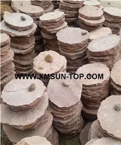 Pink Sandstone Stepping Stone/Round Sandstone Stepping Stone/Circle Round Garden Stepping Pavers/Exterior Garden Step Pavers/Pink Sandstone Round Pavement/Garden Round Step Paving/Round Floor Pavers