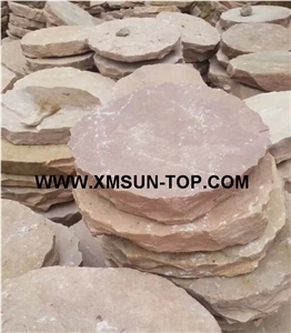 Pink Sandstone Stepping Stone/Round Sandstone Stepping Stone/Circle Round Garden Stepping Pavers/Exterior Garden Step Pavers/Pink Sandstone Round Pavement/Garden Round Step Paving/Round Floor Pavers
