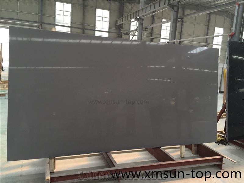 Pure Grey Quartz Stone Slabs/Grey Artificial Quartz Slabs/Single Color Engineered Stone/Grey Manmade Stone Slabs/Quartz Stone for Flooring&Walling/Quartz Stone Panels