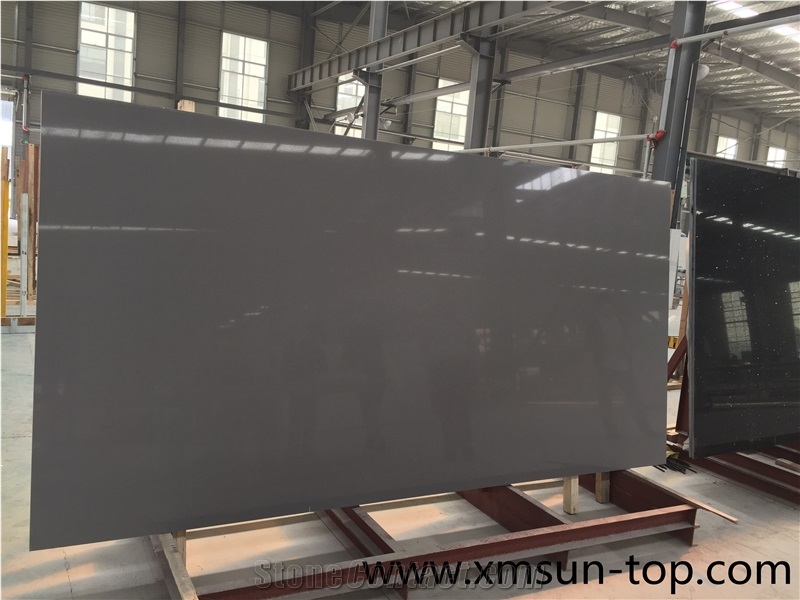 Pure Grey Quartz Stone Slabs/Grey Artificial Quartz Slabs/Single Color Engineered Stone/Grey Manmade Stone Slabs/Quartz Stone for Flooring&Walling/Quartz Stone Panels