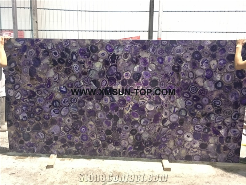 Purple Agate Semi-Precious Stone Round Table Tops/Lilac Semi Precious Table Tops/Agate Work Top/Round Table Tops/Semiprecious Stone Inlayed Tabletops/Table Top for Hotels& Villa&Restaurant