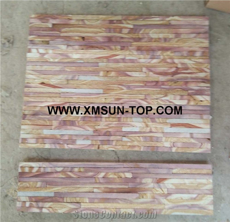Rainbow Sandstone Waterfall Cultured Stone/Multicolor Stacked Stone/Sandstone Stackstone/Sanddtone Culture Stone/Thin Stone Veneer/Ledge Stone for Wall Cladding/Garden Waterfall/Pool Warterfall