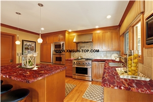 Red Agate Semi-Precious Stone Kitchen Counter Top/Ruby Semi- Precious Stone Kitchen Worktop/Kitchen Tops/Kitchen Bar Tops/Kitchen Desk Tops/Custom Countertop/Semi Precious Kitchen Countertop/Interior