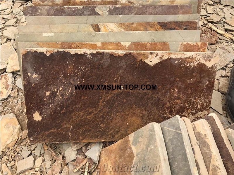 Rusty Slate Tiles(Size:60*30cm)/Rust-Coloured Slate Floor Tiles/Rust Slate Wall Tiles/China Slate Stone for Wall Covering&Wall Cladding/Slate Panels/Slate for Flooring&Floor Covering/Exterior Pavers