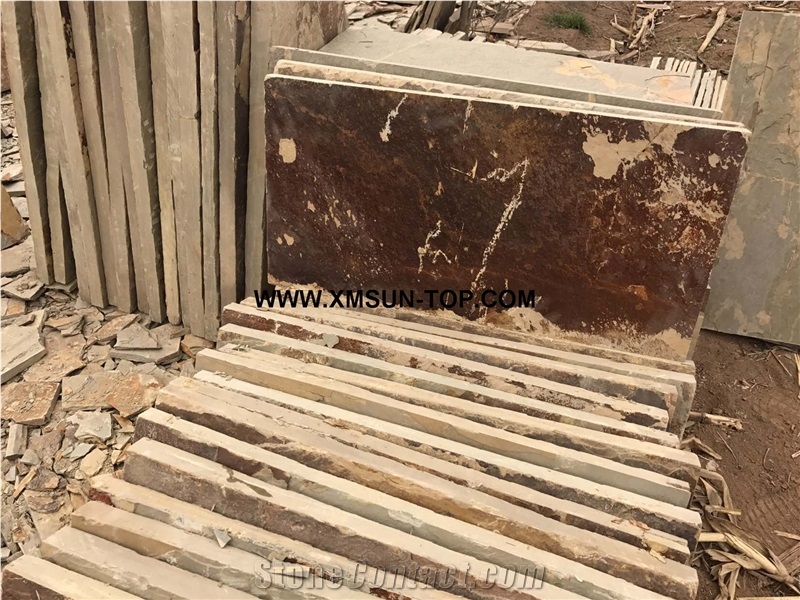 Rusty Slate Tiles(Size:60*30cm)/Rust-Coloured Slate Floor Tiles/Rust Slate Wall Tiles/China Slate Stone for Wall Covering&Wall Cladding/Slate Panels/Slate for Flooring&Floor Covering/Exterior Pavers