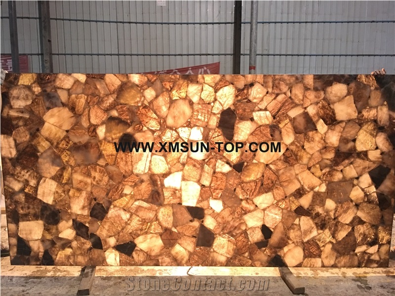Smoke Crystal Semiprecious Stone Reception Desk/Semi Precious Table Tops/Dark Green Semi-Precious Stone Reception Counter/Work Top/Semiprecious Reception for Hotel&Office&Bar/Interior Decoration