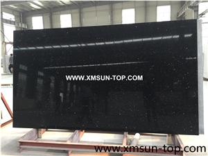 Sparkle Black Quartz Stone Slabs/Black Artificial Quartz Slab/Black Artificial Quartz with Mirror Pieces/Black Engineered Stone/Black Manmade Stone/Black Artificial Stone