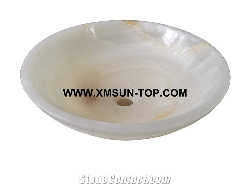 White Onyx Kitchen Sinks&Basins/White Onyx Stone Bathroom Sinks&Basin/Round Sinks&Basins/Natural Stone Basins&Sinks/Wash Basins/Home Decoration/Onyx Sink&Basin for Hotel