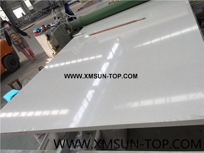 White Quartz Stone Slabs/Crystal White Artificial Quartz/White Sparkle Quartz Stone/ White Engineered Stone/White Quartz with Mirror Pieces/White Manmade Stone
