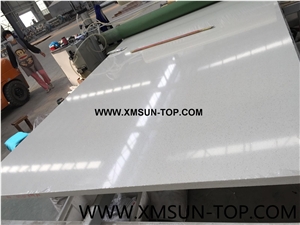 White Quartz Stone Slabs/Crystal White Artificial Quartz/White Sparkle Quartz Stone/ White Engineered Stone/White Quartz with Mirror Pieces/White Manmade Stone