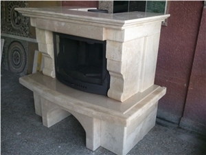 Beige Marble Fireplace