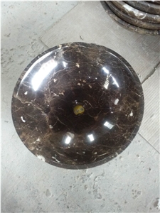 China Dark Emperador Marble Sink,Emperador Dark Brown Marble Sinks, Basins Dark Emperador Marble Ship-Shape Kitchen Sinks&Basins