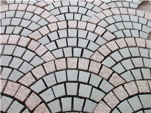 China Popular Cheap G612 Dark Grey + G562 Maple Red Granite Flamed+ Natural Split Cube Stone Mesh Paving Sets, Cobble Stone Mesh Garden Stepping Pavements, Walkway, Driveway, Patio Pavers