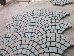 China Popular Cheap G612 Dark Grey + G562 Maple Red Granite Flamed+ Natural Split Cube Stone Mesh Paving Sets, Cobble Stone Mesh Garden Stepping Pavements, Walkway, Driveway, Patio Pavers