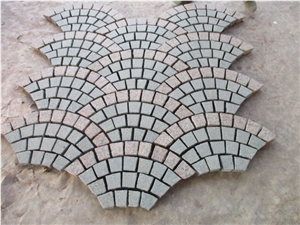 China Popular Cheap G612 Dark Grey + G562 Maple Red Granite Flamed+ Natural Split Cube Stone Mesh Paving Sets, Cobble Stone Mesh Garden Stepping Pavements, Walkway, Driveway, Patio Pavers
