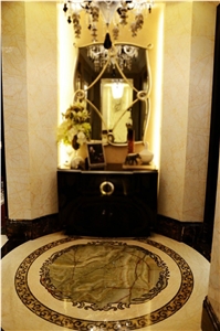 Marble Black Golden/Golden Rose Marble/Rema Marfil/Onyx Yellow/Flooring Waterject Medallion, Pattern Waterjet Inlay Medallions