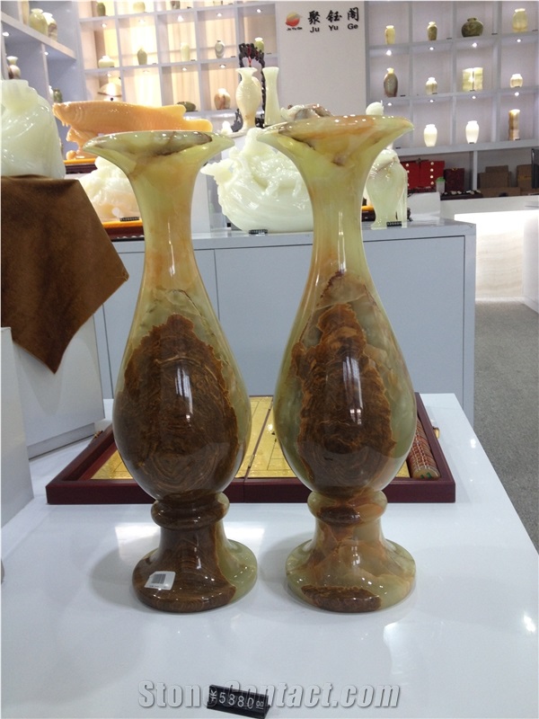 Onyx Vase,Onyx Flower Vase,Light Green Onyx Home Decor,Yellow Onyx Vase