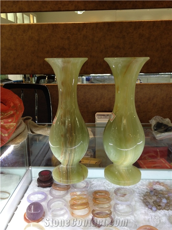 Onyx Vase,Onyx Flower Vase,Light Green Onyx Home Decor,Yellow Onyx Vase