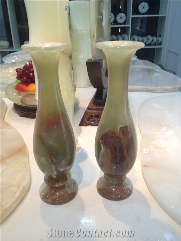 Onyx Vase,Onyx Flower Vase,Light Green Onyx Home Decor,Yellow Onyx Vase