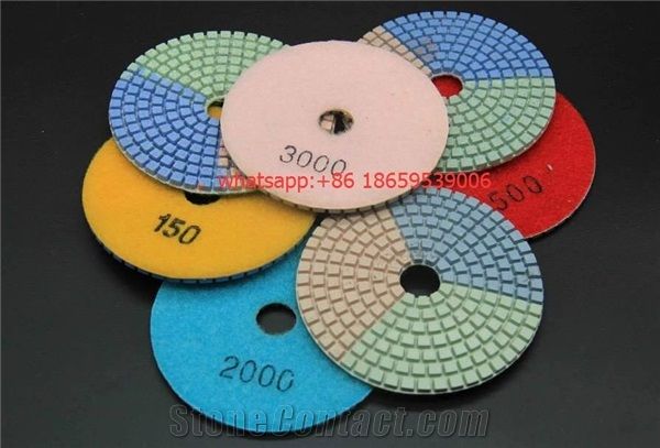 4inch Tri-Color Wet Granite Marble Dimaond Polishing Pad