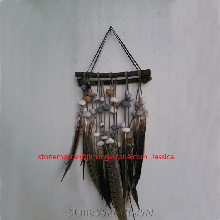 Wall Hanging Decorations /Haning Craft /Stone, Feather and Wood Hanging Fengshui Art Decoration /Wall Hanging and Decor Feather Tribal Home Decor Flair