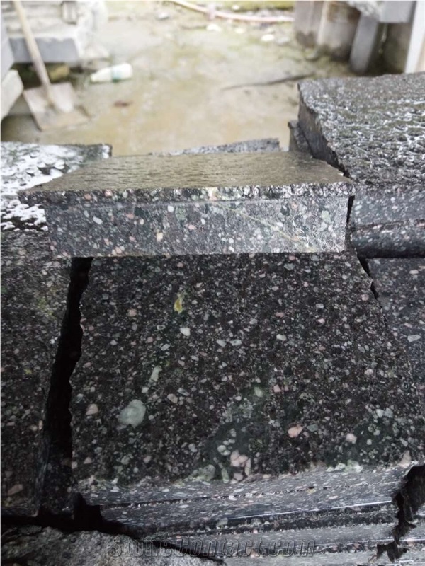 China Green Verde Porphyry Flamed Surface Split Edges Pavers, Paving Sets