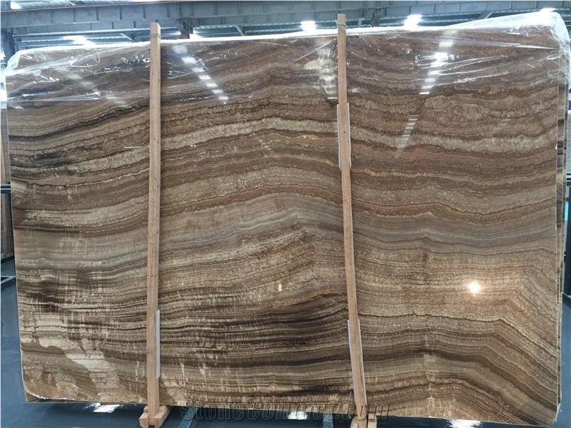 China Wooden Yellow Onyx Polished Slabs Tiles