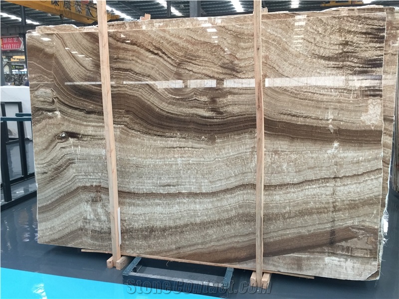 China Wooden Yellow Onyx Polished Slabs Tiles