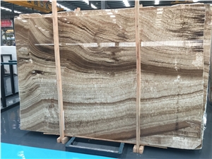 China Wooden Yellow Onyx Polished Slabs Tiles