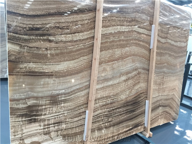 China Wooden Yellow Onyx Polished Slabs Tiles