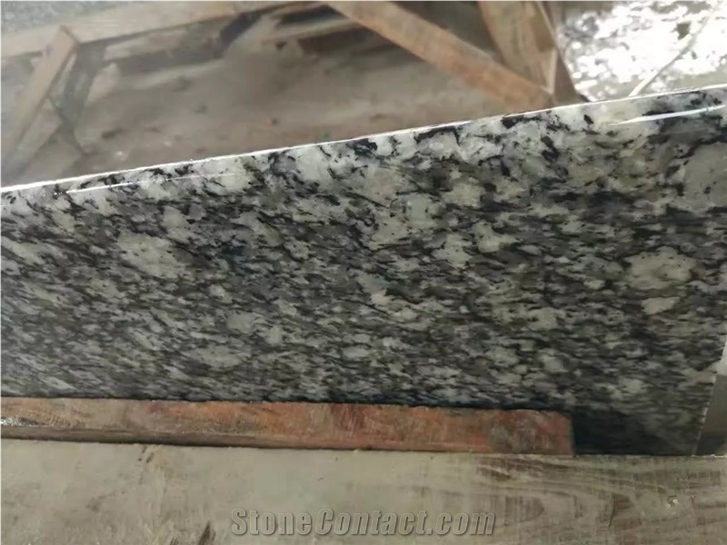 G377 Breaking Waves,Spary White,Mengyin Seawave Flower,Spindrift,Spray White Wave Granite,Spray Seawave White Polished Stair Case Steps