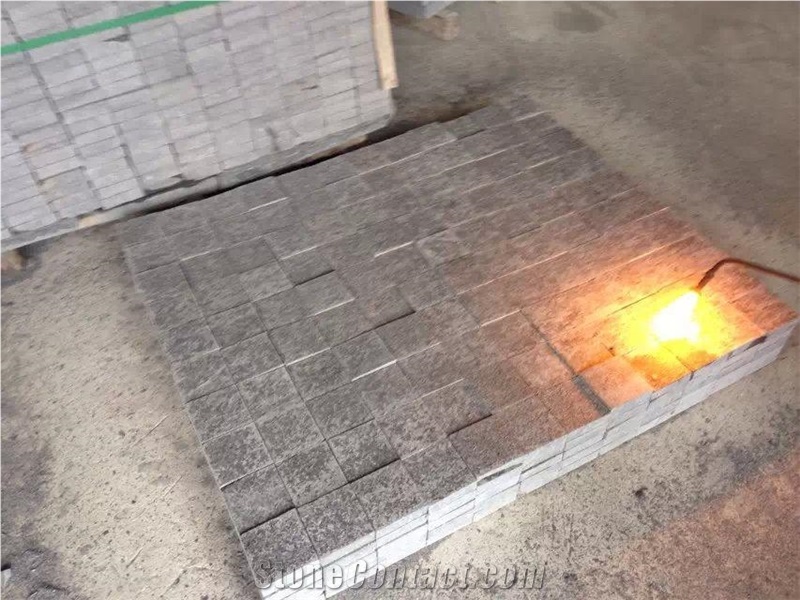 G684 Fuding Black,Padang Black,Absolute Black,Basalt Black Beauty,Black Pearl,Black Rain,China Black Basalt Flamed Cube Stone, Paving Sets, Pavers