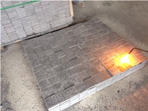 G684 Fuding Black,Padang Black,Absolute Black,Basalt Black Beauty,Black Pearl,Black Rain,China Black Basalt Flamed Cube Stone, Paving Sets, Pavers