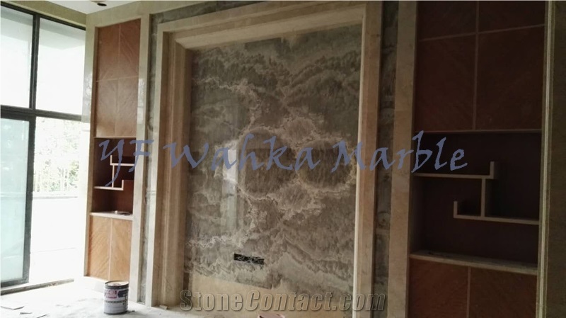 Natural Stone Reception Counter Ink Grey Onyx Top Stone Surface