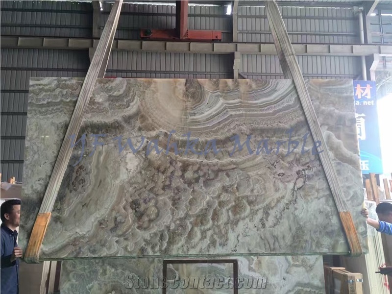 Natural Stone Reception Counter Ink Grey Onyx Top Stone Surface