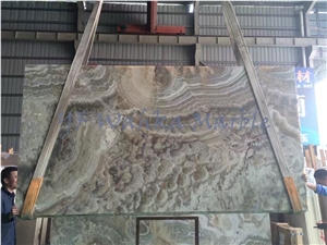 Natural Stone Reception Counter Ink Grey Onyx Top Stone Surface