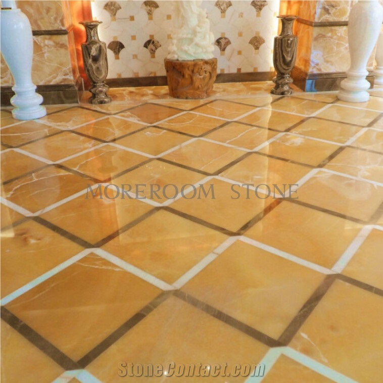 Natural Floor Stone Yellow Honey Onyx Slab and Tile