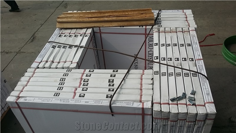 Composite Crystallized Thassos Glass Porcelain Tile
