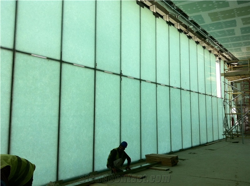 Techno Jade Translucent Glass/Black&White Light Transmitted Jade Glass Artificial Stone Slab