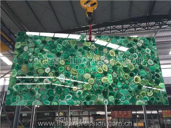 Azure Green Agate Semiprecious Stone Slab/Luxury Dark Green Semi-Precious Stone/Semi Precious Stone Slab for Wall Cladding&Flooring/Semi-Precious Stone Panel/Interior Decoration